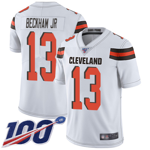 Cleveland Browns Odell Beckham Jr Men White Limited Jersey 13 NFL Football Road 100th Season Vapor Untouchable